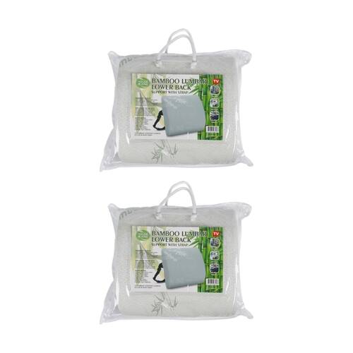 2PK Braz Bamboo Lumbar Lower Back Support Cushion W/ Adjustable Strap 33x33cm WH