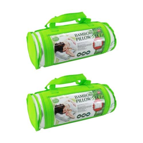 2PK Braz Bamboo Rolled Breathable Airflow Sleeping Pillow 40x55cm
