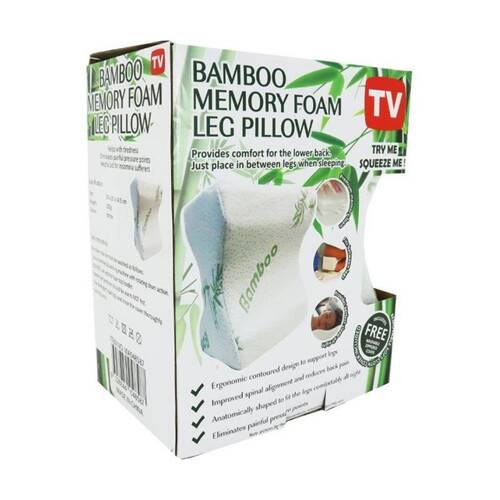 Braz Bamboo Memory Foam Lower Back & Leg Support Sleeping Pillow White