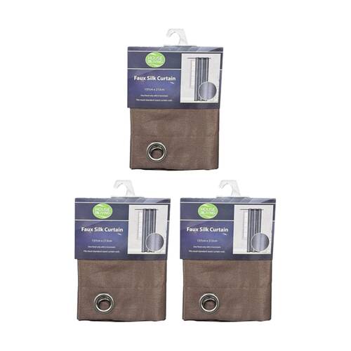 3PK Braz Faux Silk Room Hanging Curtain Home Decor 137x213cm Assorted