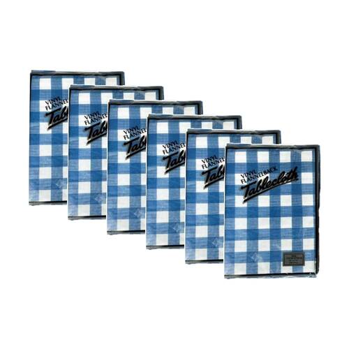 6PK Braz Vinyl Flannelback Checkered Tablecloth 152x228cm Assorted