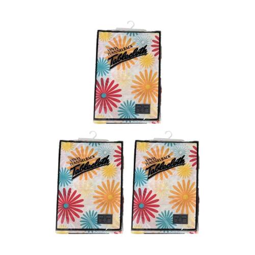 3PK Braz Vinyl Flannelback Floral Print Tablecloth 152x228cm Assorted