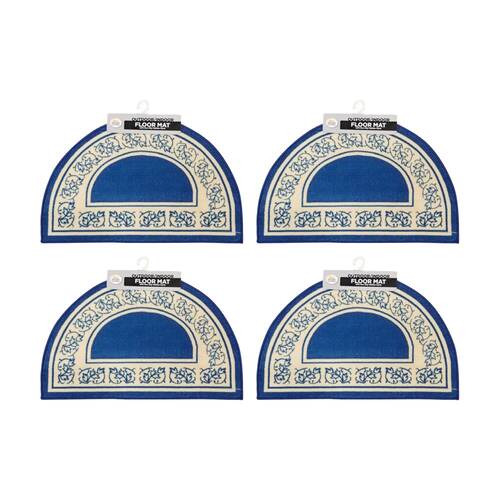 4PK Braz Outdoor Indoor Non Slip Latex Semi Circle Doormat 50x80cm Assorted