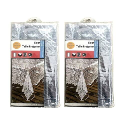 2PK Braz PVC Dining Table Cover Spill & Stain Protector 150x230cm Clear