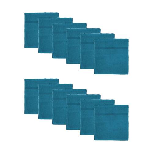 12PK Capri Soft Absorbent Facewash Bathroom Washcloth Towel 30x30cm Teal