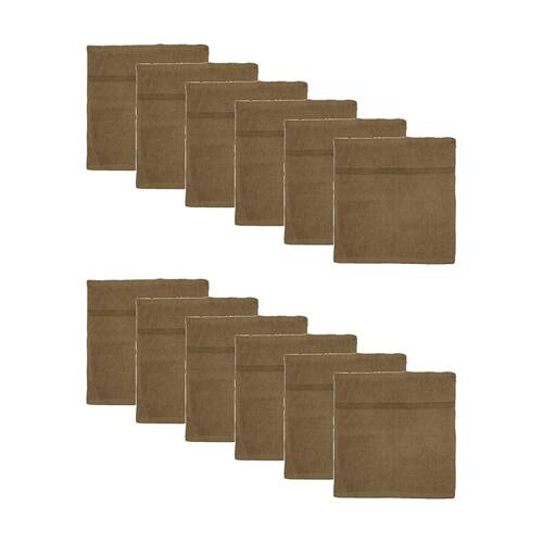 12PK Capri Soft Absorbent Facewash Bathroom Washcloth Towel 30x30cm Brown