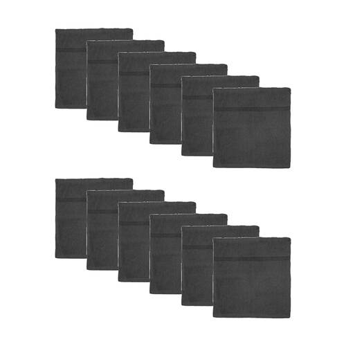 12PK Capri Soft Absorbent Facewash Bathroom Washcloth Towel 30x30cm Black