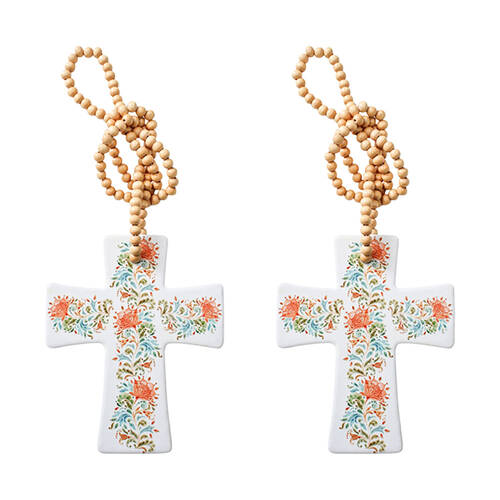 2PK LVD Kani Garden Cross Home & Living Decor W/ Beads 12x14x.05cm