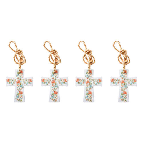 4PK LVD Kani Garden Cross Home & Living Decor W/ Beads 12x14x.05cm