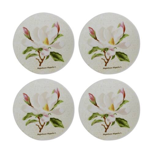 4PK LVD Magnolia Flower Ceramic Kitchen Trinket Tray Gift Dish 10cm