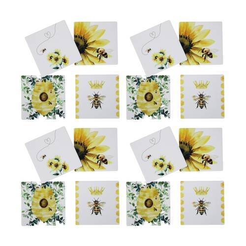 4x 4pc LVD Decorative Honey Bee Ceramic Square Drink Coasters Home Decor 10x10cm
