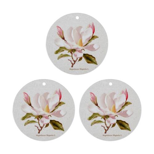 3PK LVD Magnolia Ceramic Wall Plaque/Trivet Home Kitchen Decor 20x20cm