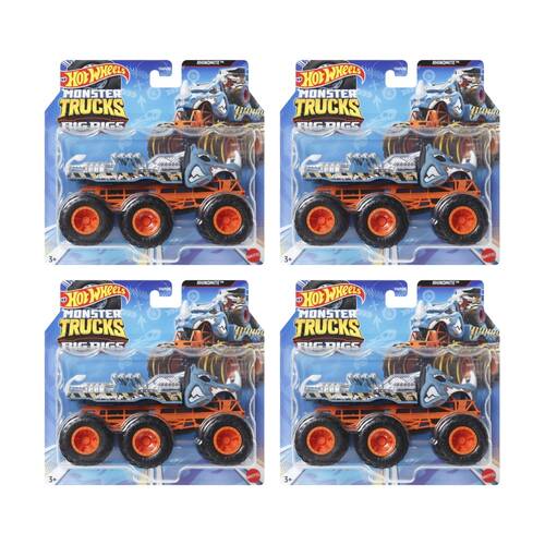4PK Hot Wheels Monster Trucks Big Rigs Die-Cast Truck Vehicle Assorted 3y+