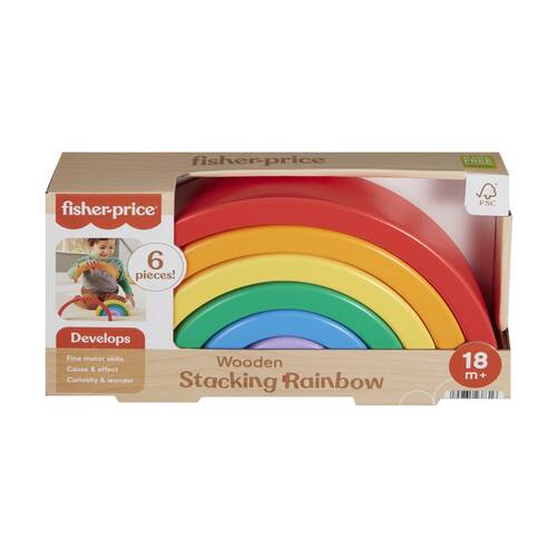 6pc Fisher Price Toddlers/Kids Wooden Stacking Colourful?Rainbow Arches Toy 18m+