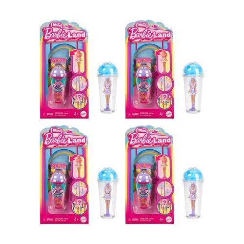 4PK Barbie Mini Barbieland Pop Reveal Collectable Kids Doll Assorted 3.8cm 4y+