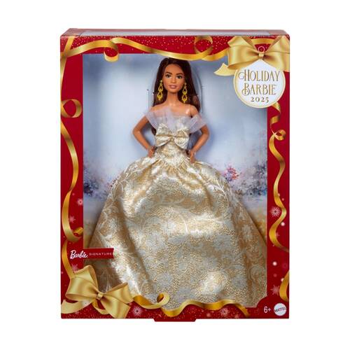 Barbie 2025 Holiday Latina Collectible Display?Doll W/ Stand 6y+