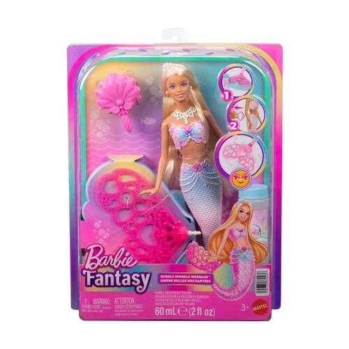 Barbie Fantasy New Bubbletastic Sparkle Mermaid Doll W/ Bubble Solution 3y+