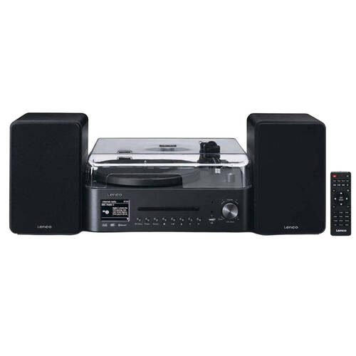 Lenco MC-760BK HiFi W/ Internet DAB+/FM Radio CD/MP3 Turntable & Speakers Black