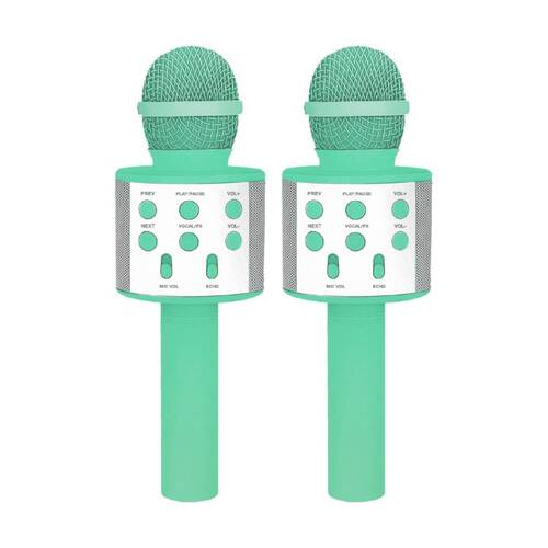 2PK Laser Karaoke Microphone Built-In Speaker USB Rechargeable Aquatic Awe