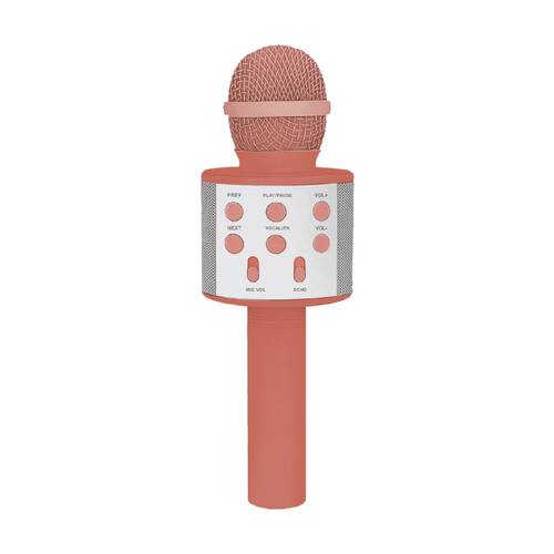 Laser Karaoke Microphone Built-In Speaker USB Rechargeable Sunset Coral