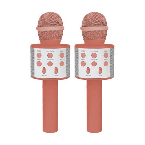 2PK Laser Karaoke Microphone Built-In Speaker USB Rechargeable Sunset Coral