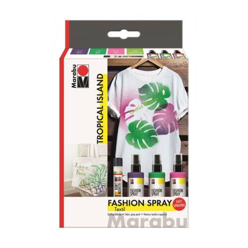 4pc Marabu Fashion Art/Craft Textile Fabric Painting Spray Tropical Island