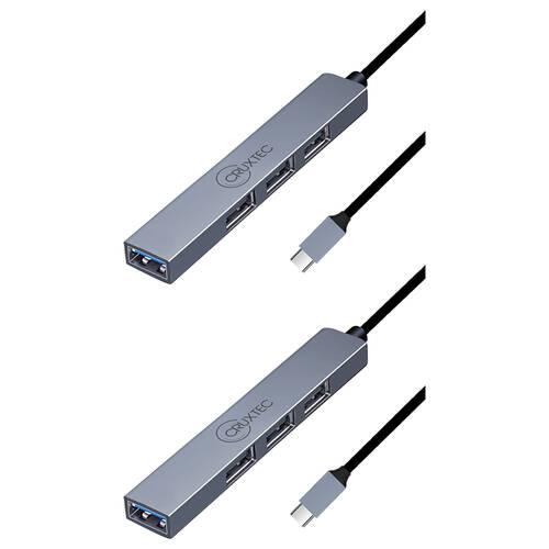 2PK Cruxtec MiniHigh Speed USB-C 3.0 Ultra-Slim HUB MC3-H4-SG 4 Ports