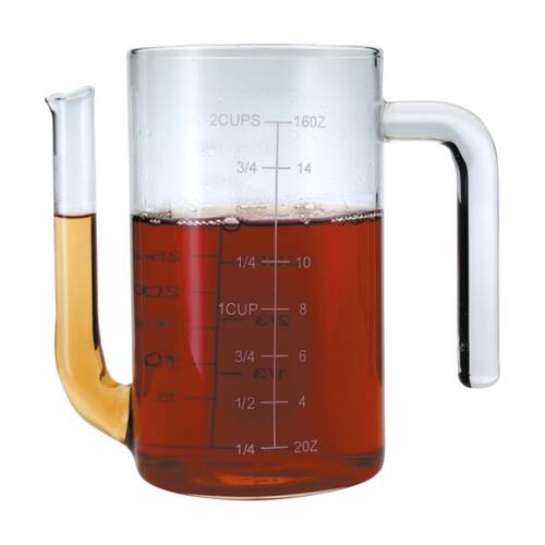 MasterClass Borosilicate Glass Gravy Fat Separator Kitchen Tool Clear 450ml