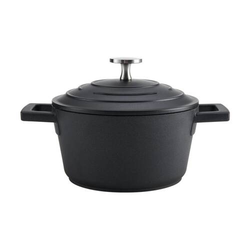 MasterCraft Cast Aluminium Casserole Dish Kitchen Cooking Pot 1.4L Black 16cm