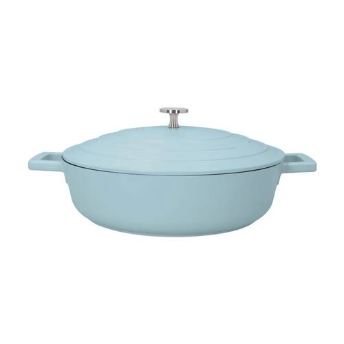 MasterCraft Cast Aluminium Shallow Casserole Dish Cooking Pot 4L Blue 28cm