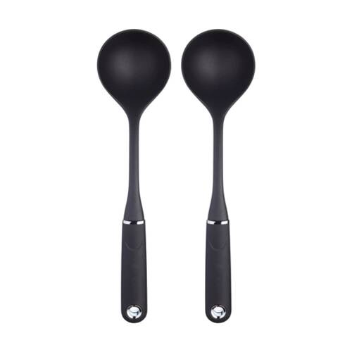 2PK MasterCraft Soup Ladle Soft Grip Nylon Durable Black Kitchen Utensil 34cm
