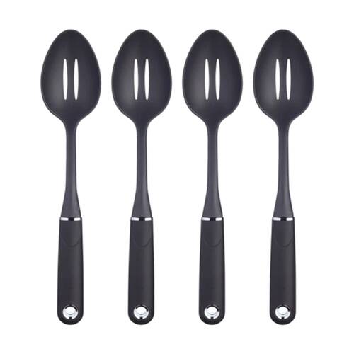 4PK MasterCraft Soft Grip Nylon Slotted Spoon Durable Cooking Utensil Black