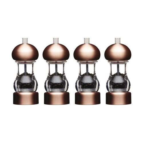 4PK MasterClass Clear Capstan Copper-Effect Grinder Pepper Mill 14.5cm