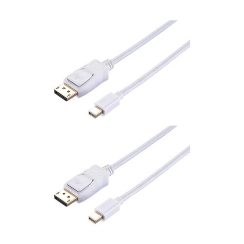 2PK Comsol Mini DisplayPort Male-DisplayPort Male Cable 2 Metres White