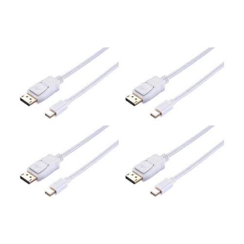 4PK Comsol Mini DisplayPort Male-DisplayPort Male Cable 2 Metres White