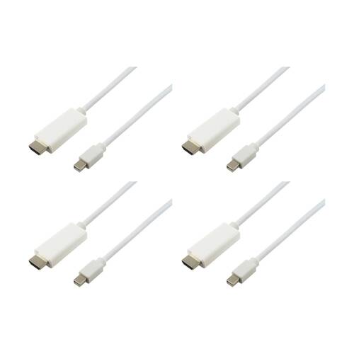 4PK Comsol Mini DisplayPort Male-HDMI Male Computer Cable 2 Metres White