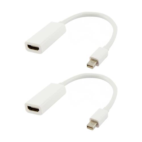 2PK Comsol 20cm Mini DisplayPort Male to HDMI Female Adaptor White