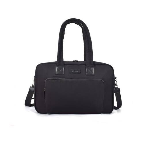 Tosca Women's Lightweight Nylon Metro Split Tote Travel Bag Black