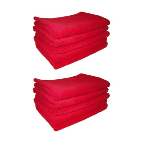 2x 5pc Cleanstar Microfibre Cleaning Cloths Non Abrasive 40x40cm Red