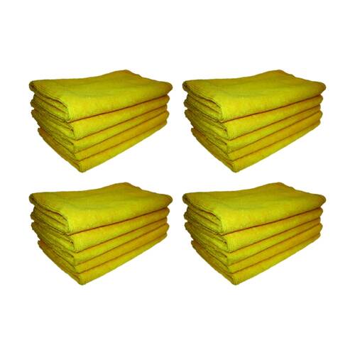 4x 5pc Cleanstar Microfibre Cleaning Cloths Non Abrasive 40x40cm Yellow