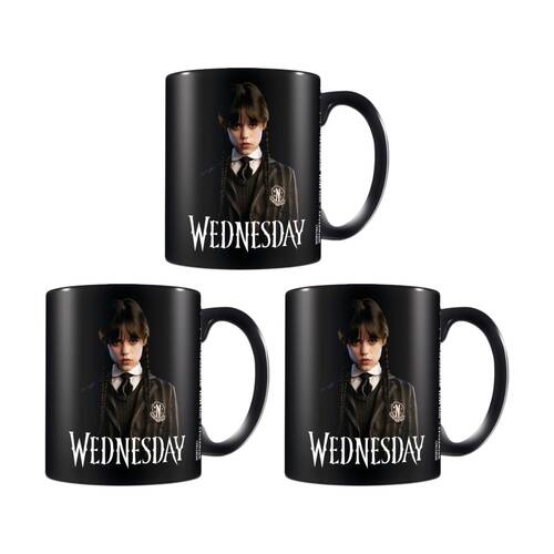 3PK Wednesday Addams Friendship Ceramic Coffee Drinking Mug Black