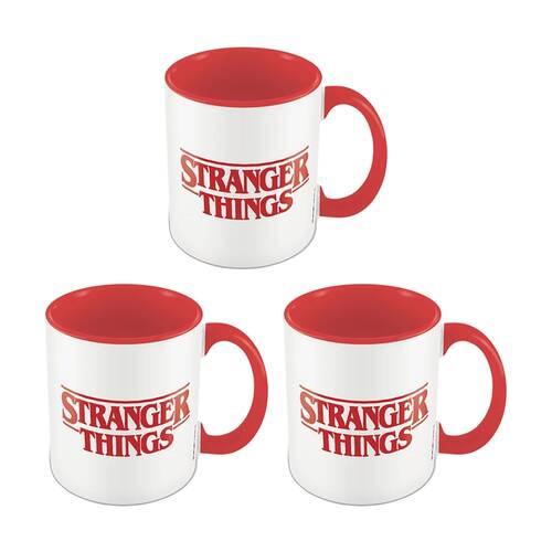3PK TV Blockbusters Stranger Things Logo Ceramic Coffee Drinking Mug White & Red
