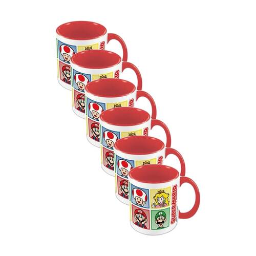 6PK Gaming Super Mario Red Ceramic Coffee Drinking Mug Multicoloured