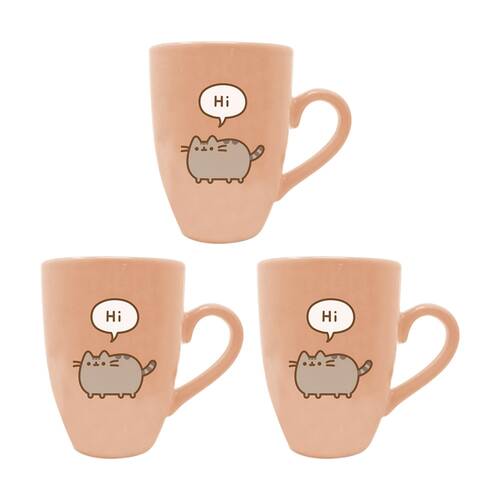 3PK Pusheen Cat Hi Latte Ceramic Hot & Cold Coffee Drinking Mug Pink