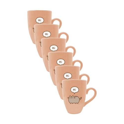 6PK Pusheen Cat Hi Latte Ceramic Hot & Cold Coffee Drinking Mug Pink