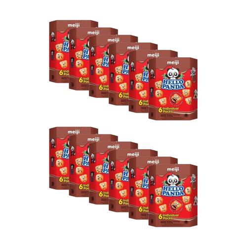 12x 6pc Meiji Hello Panda Chocolate Filled Biscuit 25g Individual Packs