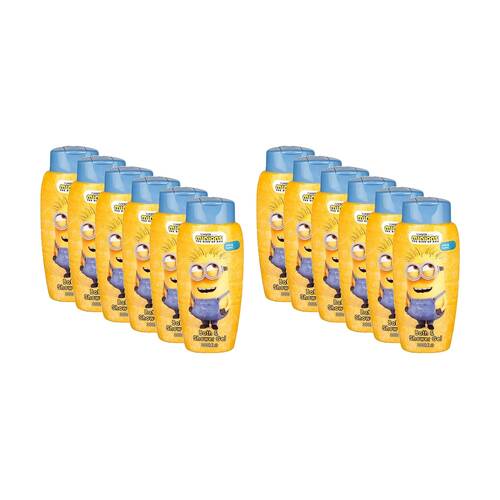 12PK Minions Kids Bath & Shower Gel Soap 300mL Cherry Scented