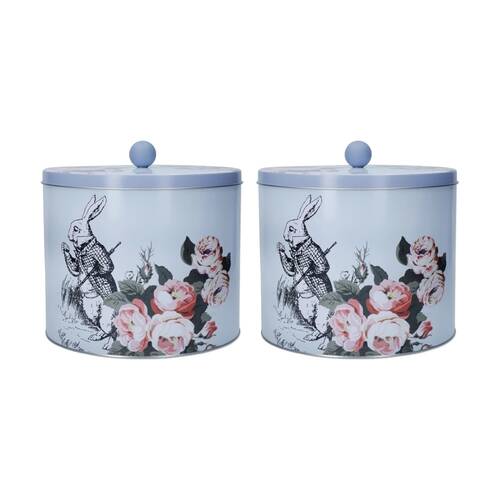 2PK Mikasa Alice In Wonderland Biscuit Tin Large Decorative Storage 18cm