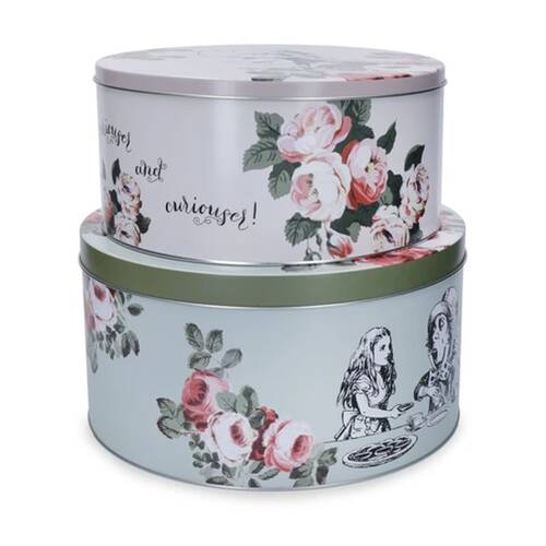 2pc Mikasa V&A Alice In Wonderland Cake Tins Decorative Storage Set