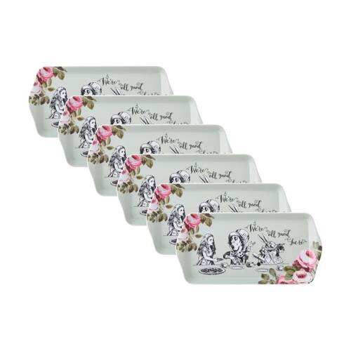 6PK Mikasa V&A Alice In Wonderland Melamine Sandwich Tray 30.5x15cm